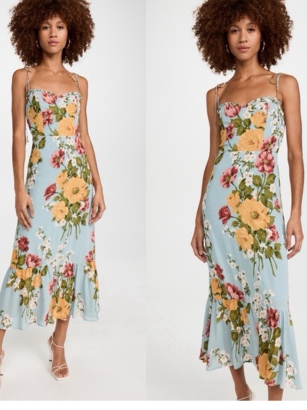 Reformation Enya Floral Slip Dress in Light Blue size 2 whimsical